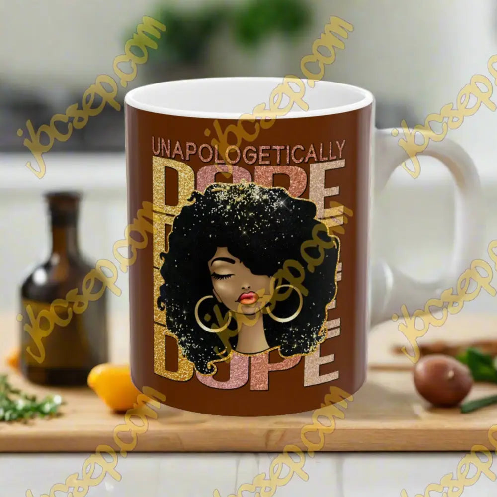 11Oz Unapologetically Dope White And Brown Ceramic Mug